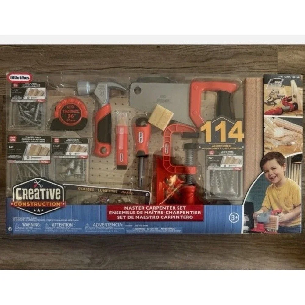 NEW Little Tikes Creative Construction Master Carpenter Set 114 Accessories gift